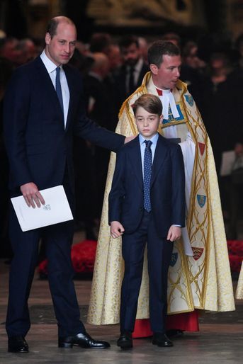 Les princes William et George de Cambridge à l&#039;abbaye de Westminster, le 29 mars 2022