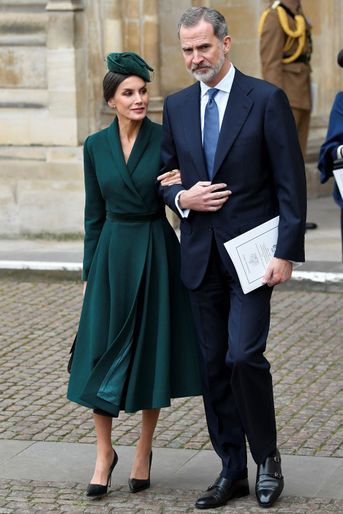 La reine Letizia et le roi Felipe VI d&#039;Espagne à l&#039;abbaye de Westminster, le 29 mars 2022