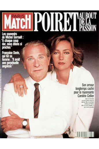 La disparition de Jean Poiret, ici avec son épouse Caroline Cellier, en couverture de Paris Match n°2235, 26 mars 1992