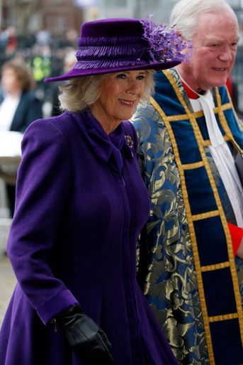 La duchesse de Cornouailles Camilla à l&#039;abbaye de Westminster, le 14 mars 2022