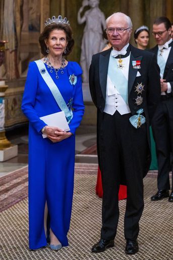 La reine Silvia et le roi Carl XVI Gustaf de Suède à Stockholm, le 6 avril 2022