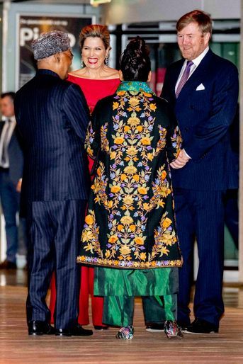 La reine Maxima et le roi Willem-Alexander des Pays-Bas avec le président indien et sa fille, à Amsterdam le 6 avril 2022