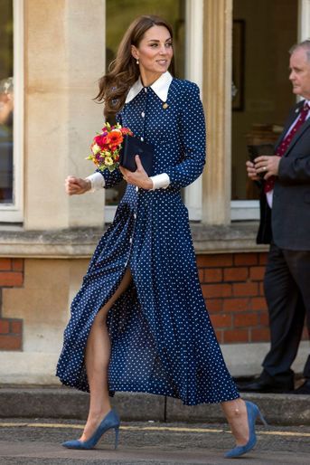 Kate Middleton dans une robe à pois Alessandra Rich, le 14 mai 2019