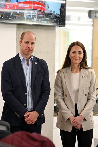 Le prince William et Kate Middleton lors de leur visite du Disasters Emergency Committee de Londres, le 21 avril 2022.