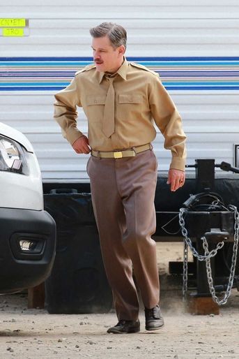 Matt Damon sur le tournage d&#039;«Oppenheimer» à Los Angeles.