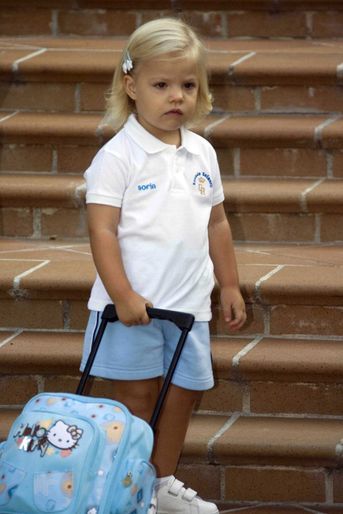 La princesse Sofia d'Espagne, le 11 septembre 2009, son premier jour de crèche