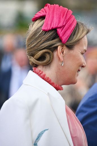 Le bibi Fabienne Delvigne de la reine des Belges Mathilde en Grèce, le 4 mai 2022