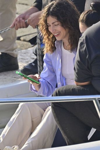 Ursula Corbero sur le tournage du film «Lift», à Venise, le 11 et 12 mai 2022.