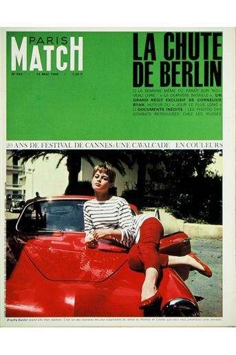«20 ans de Festival de Cannes : Brigitte Bardot quand elle était starlette. C&#039;est un des moments les plus surprenants du roman du Festival de Cannes que nous vous présentons cette semaine.» - Paris Match n°892, daté du 14 mai 1966