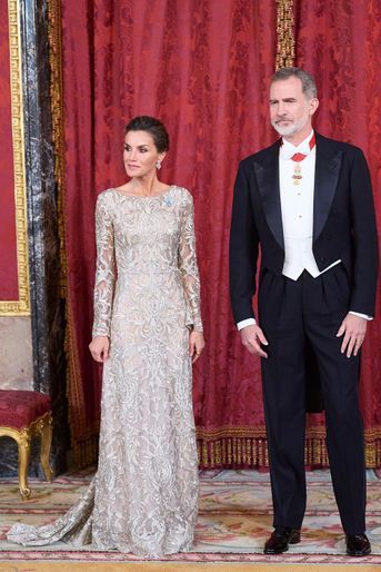 La reine Letizia et le roi Felipe VI d&#039;Espagne à Madrid, le 17 mai 2022