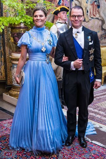 La princesse héritière Victoria de Suède dans une robe Jennifer Blom à Stockholm, le 17 mai 2022