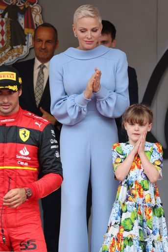 La princesse Charlène de Monaco avec sa fille la princesse Gabriella lors du Grand Prix de Formule 1 à Monaco, le 29 mai 2022