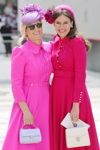 Zara Phillips et Sophie Winkleman (la belle-fille du prince Michael de Kent) à leur arrivée à la réception donnée au Guildhall à Londres, le 3 juin 2022