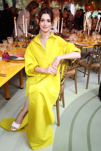 Anne Hathaway lors de la soirée «Bulgari Eden The Garden of Wonders», le 6 juin 2022, à Paris.