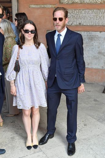 La princesse Alexandra de Hanovre et frère Andrea Casiraghi à un mariage à la basilique San Lorenzo in Lucina à Rome, le 4 juin 2022. 