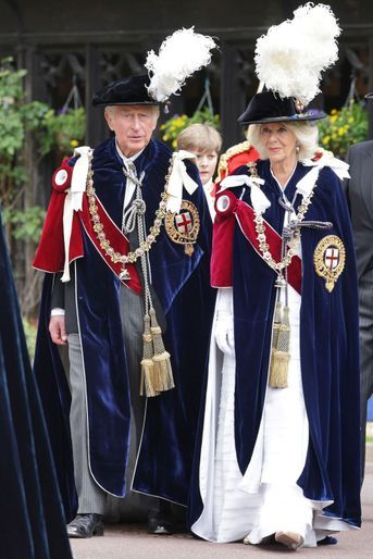 La duchesse de Cornouailles Camilla et le prince Charles à Windsor lors de la cérémonie de l'ordre de la Jarretière, le 13 juin 2022