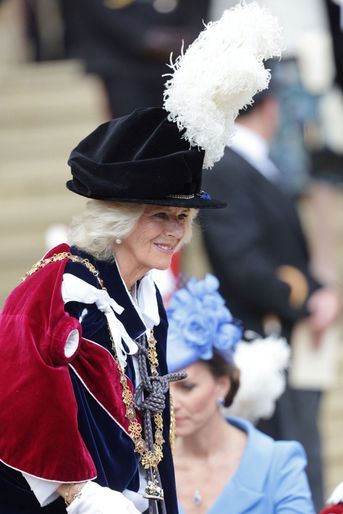 La duchesse de Cornouailles Camilla à Windsor lors de la cérémonie de l'ordre de la Jarretière, le 13 juin 2022