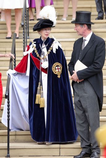 La princesse Anne et son mari Timothy Laurence à Windsor lors de la cérémonie de l'ordre de la Jarretière, le 13 juin 2022