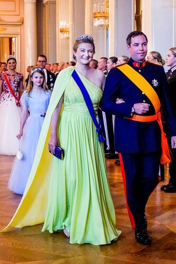 La grande-duchesse héritière Stéphanie de Luxembourg dans une robe Elie Saab à Oslo, le 17 juin 2022
