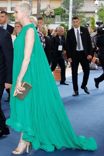 La princesse Charlène de Monaco dans une robe Lanvin à l&#039;ouverture du 61e Festival de télévision de Monte-Carlo, le 17 juin 2022