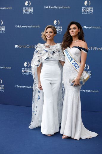 Sylvie Tellier et Diane Leyre le 21 juin 2022 au Festival de la Télévision de Monte-Carlo à Monaco.