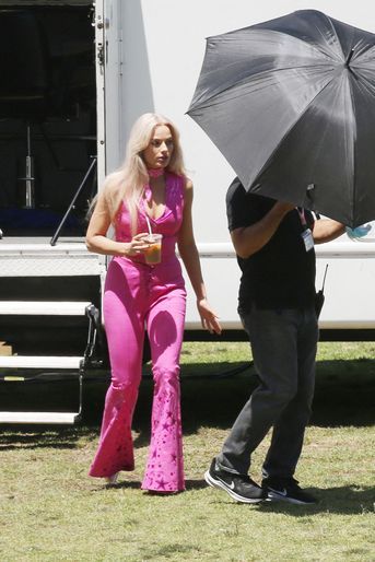 Margot Robbie sur le plateau de tournage de «Barbie», le 21 juin 2022 à Los Angeles.