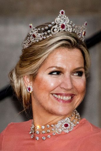 Le diadème de la reine Maxima des Pays-Bas au Palais royal à Amsterdam, le 22 juin 2022