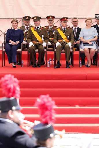 La grande-duchesse Maria-Teresa, le prince héritier Guillaume, le grand-duc Henri de Luxembourg et la princesse Stéphanie à Luxembourg, le 23 juin 2022