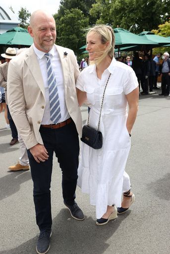 Mike Tindall et sa femme Zara Phillips à leur arrivée au stade de Wimbledon, à l'occasion de la deuxième journée du tournoi de tennis. Le 28 juin 2022