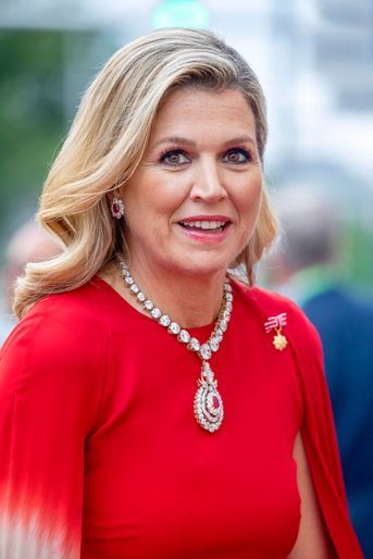 La reine Maxima des Pays-Bas, parée de diamants et de rubis, à Vienne le 29 juin 2022