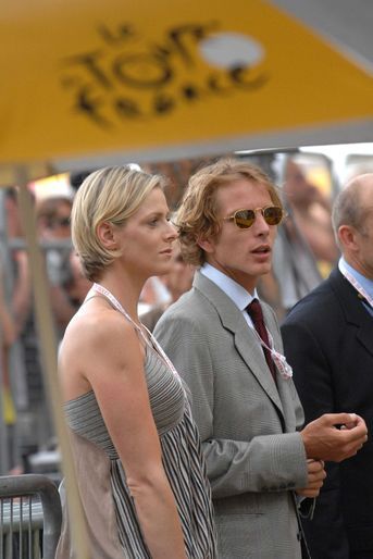 Charlène Wittstock et Andrea Casiraghi lors de la première étape du Tour de France à Monaco, le 4 juillet 2009