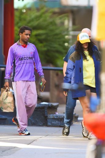 Rihanna et son compagnon ASAP Rocky à New York le 27 juillet 2022.