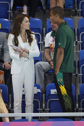 Kate Middleton aux épreuves de natation des Commonwealth Games, le 2 août 2022 à Birmingham.