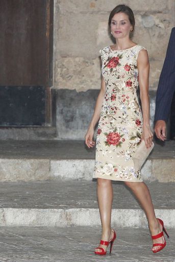 La reine Letizia d'Espagne à la réception des autorités des Baléares à Palma de Majorque, le 4 août 2017 