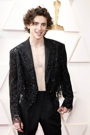 Timothée Chalamet en Louis Vuitton à la cérémonie des Oscars à Hollywood, en 2022.