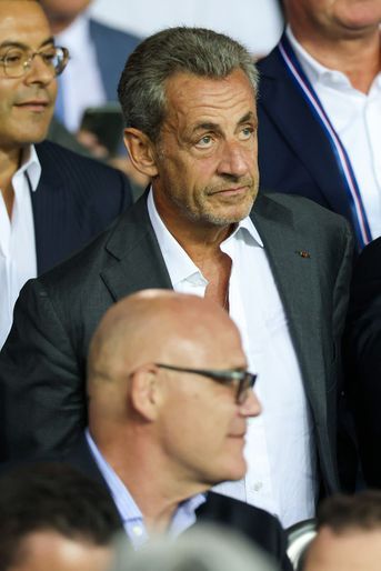 Nicolas Sarkozy au match PSG/Juventus au Parc des Princes, le 6 septembre 2022.