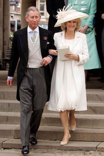Camilla Parker Bowles et le prince Charles, le jour de leur mariage, le 9 avril 2005