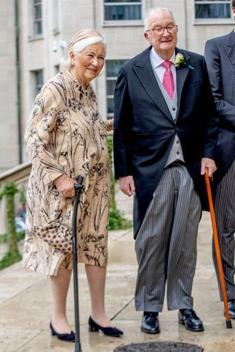 L'ex-reine Paola et l'ex-roi des Belges Albert II au mariage de leur petite-fille la princesse Maria Laura de Belgique à Bruxelles le 10 septembre 2022