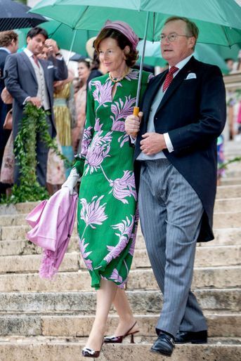 Le prince Jean de Luxembourg et sa femme Diane de Guerre au mariage de la princesse Maria Laura de Belgique, à Bruxelles le 10 septembre 2022 