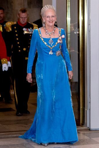 La reine Margrethe II de Danemark dans une robe Birgitte Thaulow, à Copenhague le 11 septembre 2022