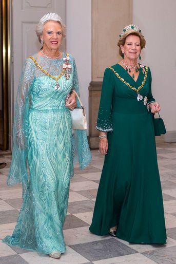 La princesse Benedikte de Danemark et sa petite sœur l'ex-reine des Hellènes Anne-Marie, à Copenhague le 11 septembre 2022