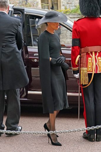 Meghan Markle au Château de Windsor, ultime étape des funérailles de la reine Elizabeth II, lundi 19 septembre 2022.  <br />
