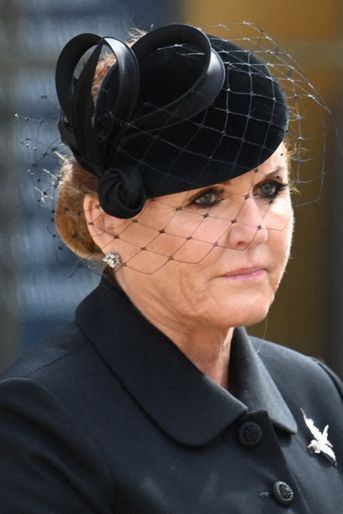 Le chapeau de Sarah Ferguson pour les funérailles de la reine Elizabeth II à Londres, le 19 septembre 2022
