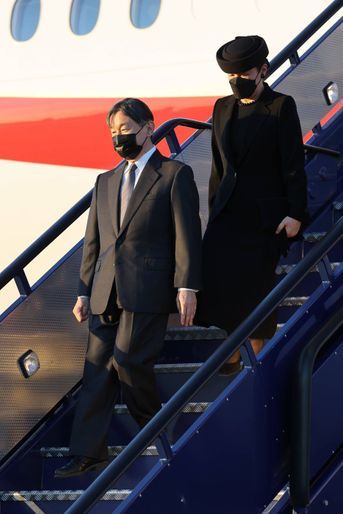 L'impératrice Masako et l'empereur Naruhito du Japon à leur arrivée à Londres, le 17 septembre 2022