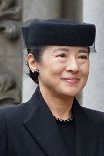 Le chapeau de l'impératrice Masako du Japon aux funérailles de la reine Elizabeth II à Londres, le 19 septembre 2022