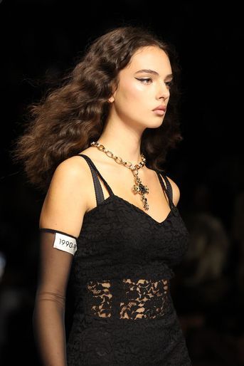 Deva Cassel au défilé Dolce & Gabbana à la Fashion Week de Milan, le 24 septembre 2022. 