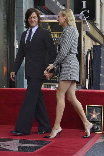 Norman Reedus au côté de sa compagne Diane Kruger lors de l'inauguration de son étoile sur le Hollywood Walk of Fame, à Los Angeles, le 27 septembre 2022.