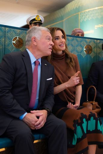 La reine Rania et le roi Abdallah II de Jordanie à Mascate, le 5 octobre 2022