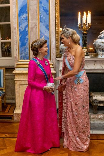 Les reines Silvia de Suède et Maxima des Pays-Bas à Stockholm, le 11 octobre 2022