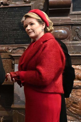 La veste de la reine des Belges Mathilde à Vilnius en Lituanie, le 25 octobre 2022